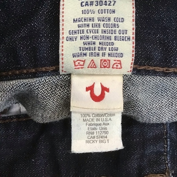 TRUE Religion Ricky Big T men jeans 100% cotton denim dark blue size 30 - Picture 5 of 15